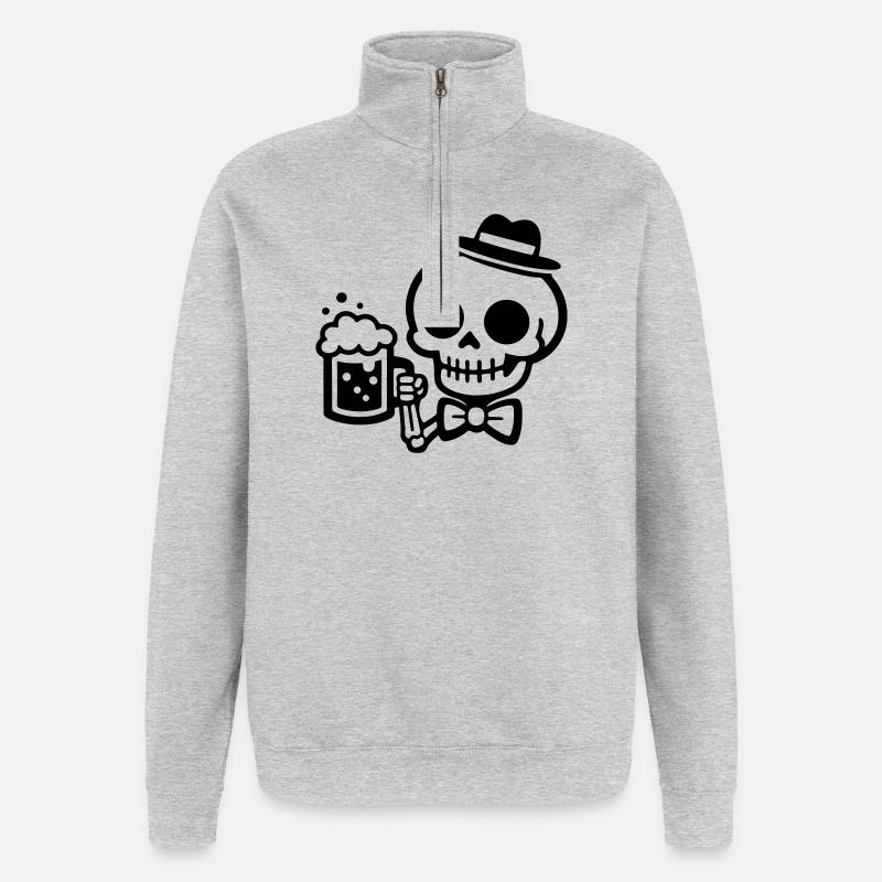 Skelett Bier - Quarter-Zip-Sweatshirt - Grau meliert