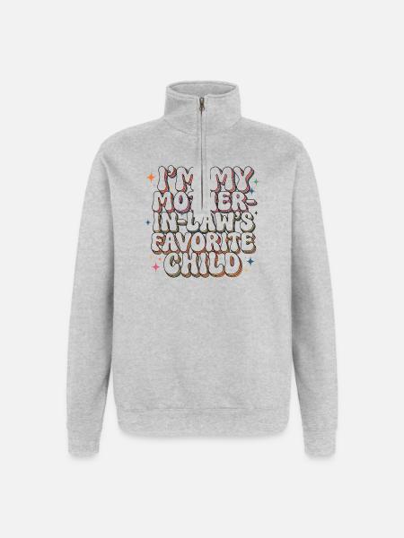 Lieblingskindlicher Schwiegermutter-grooviger Humor - Quarter-Zip-Sweatshirt - Grau meliert