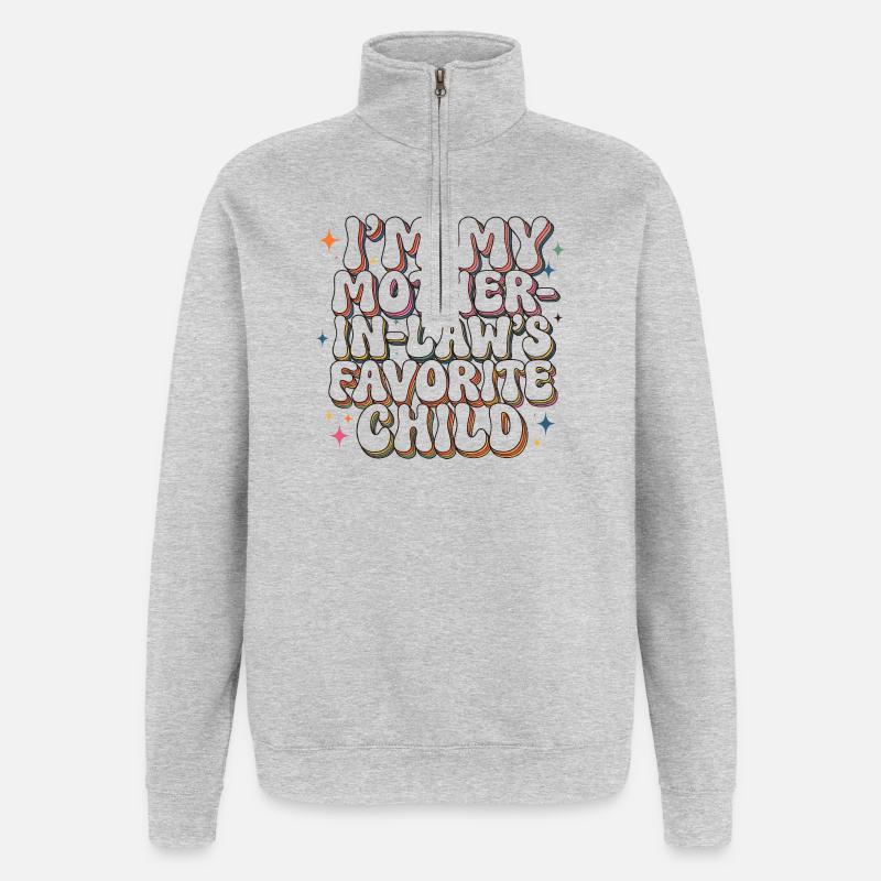 Lieblingskindlicher Schwiegermutter-grooviger Humor - Quarter-Zip-Sweatshirt - Grau meliert