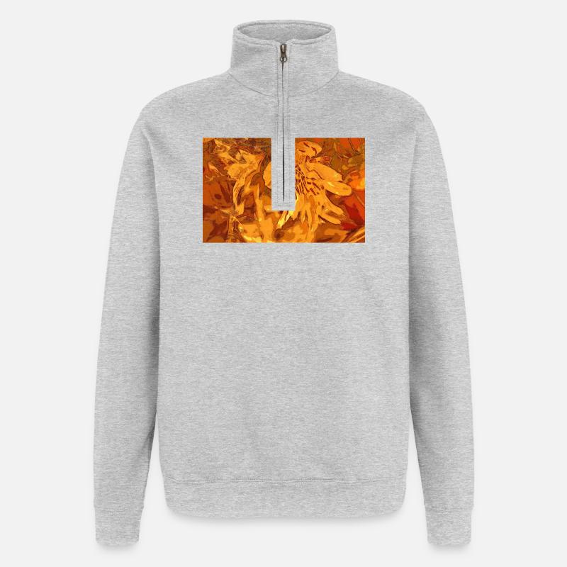 Fantasy ocre - Sweat à zip 1/4 - gris chiné