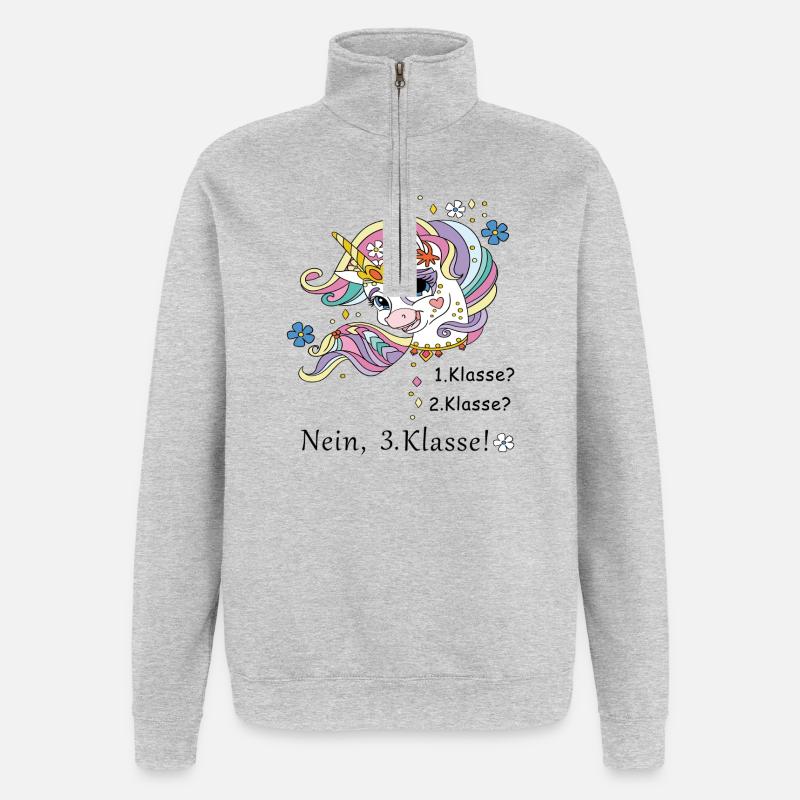 Schulkind 3.Klasse - Quarter-Zip-Sweatshirt - Grau meliert