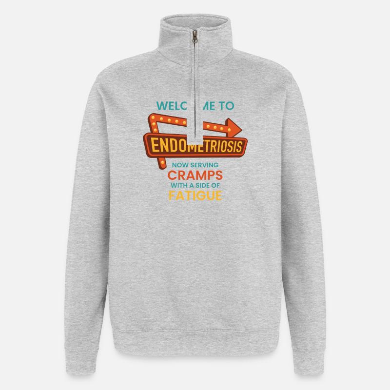 Endometriose-Bewusstsein – Retro-Diner-Schild - Quarter-Zip-Sweatshirt - Grau meliert