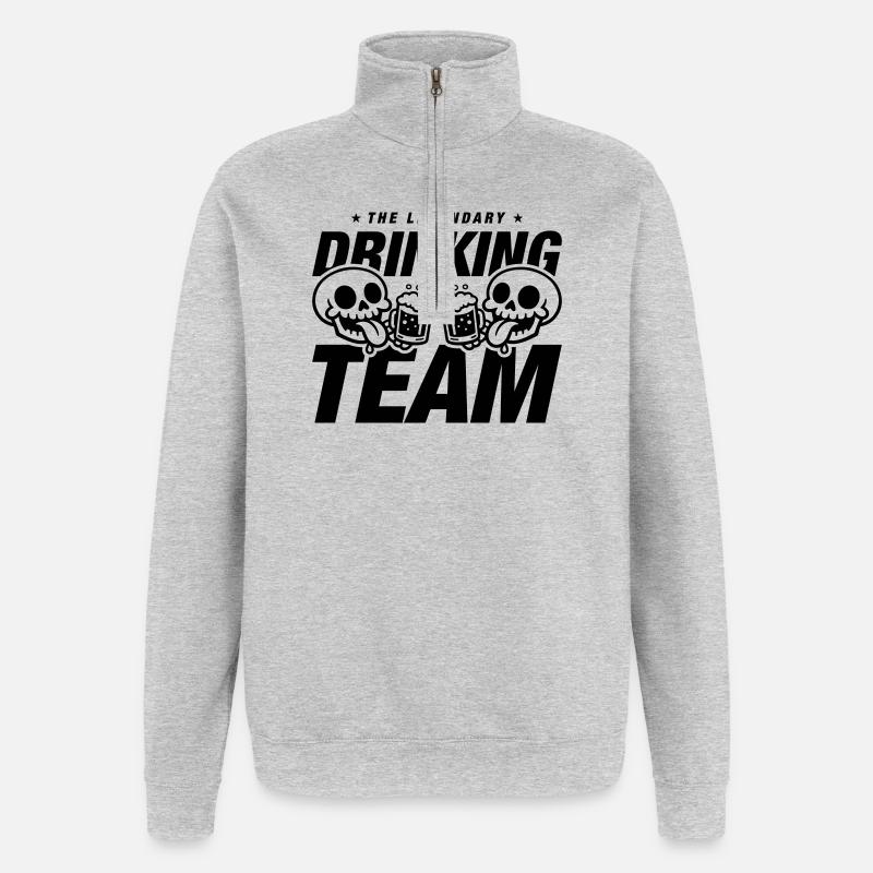Drinking Team Skelett Bier - Quarter-Zip-Sweatshirt - Grau meliert