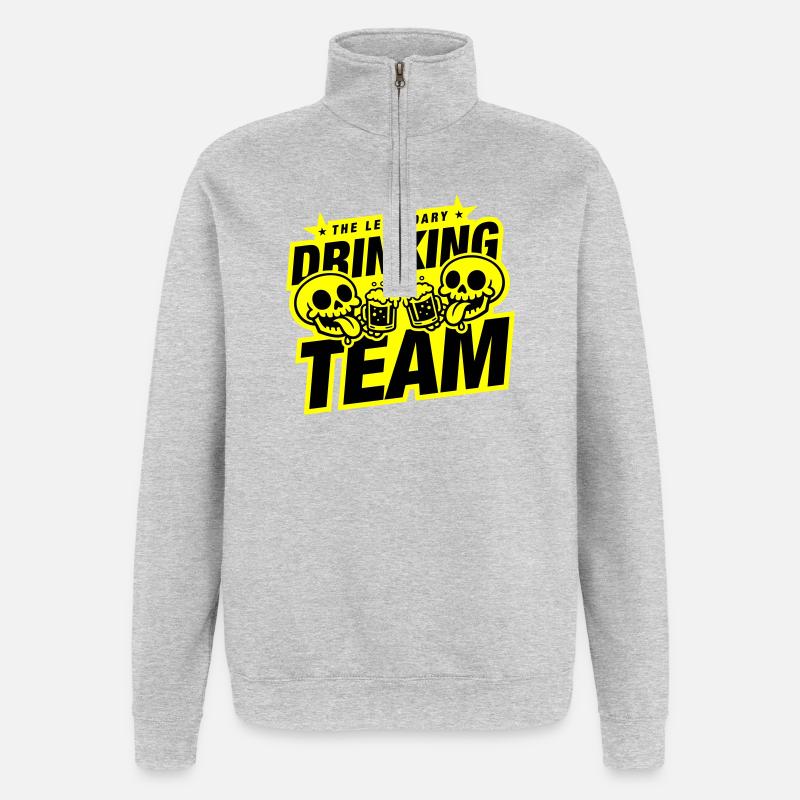 Drinking Team Skeleton Beer - Quarter-Zip Sweatshirt - heather grey