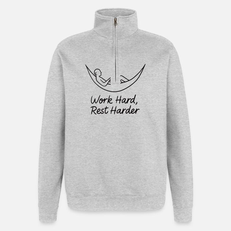 Work Hard Rest Harder Hammock - Quarter-Zip Sweatshirt - heather grey