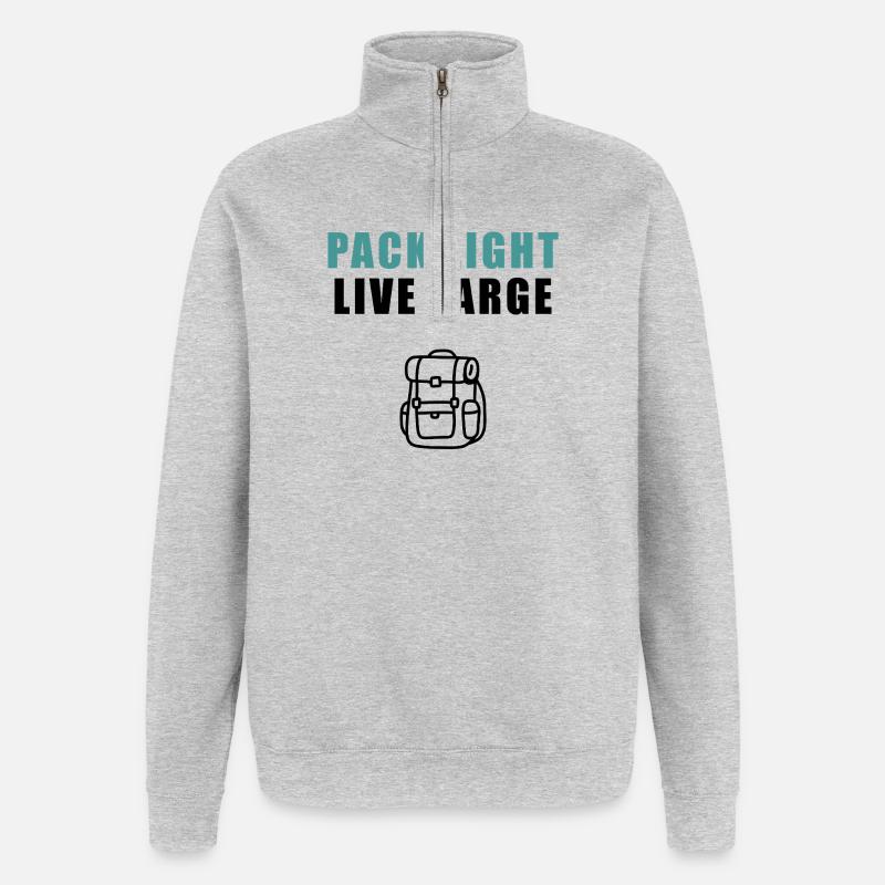 Pack Light Live Large Backpack - Quarter-Zip Sweatshirt - heather grey