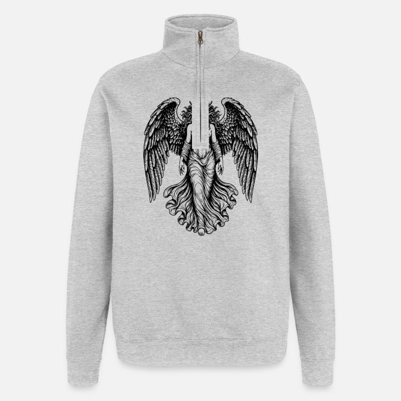 Lilith, gefallener Engel - Quarter-Zip-Sweatshirt - Grau meliert