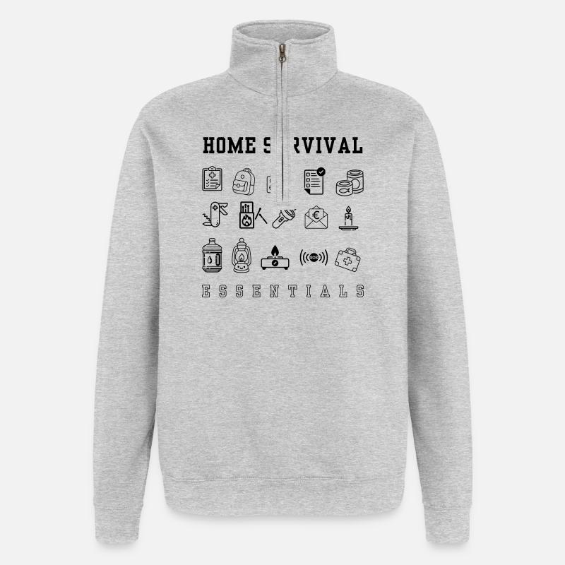 Notfallplan – Weltuntergang - Quarter-Zip-Sweatshirt - Grau meliert