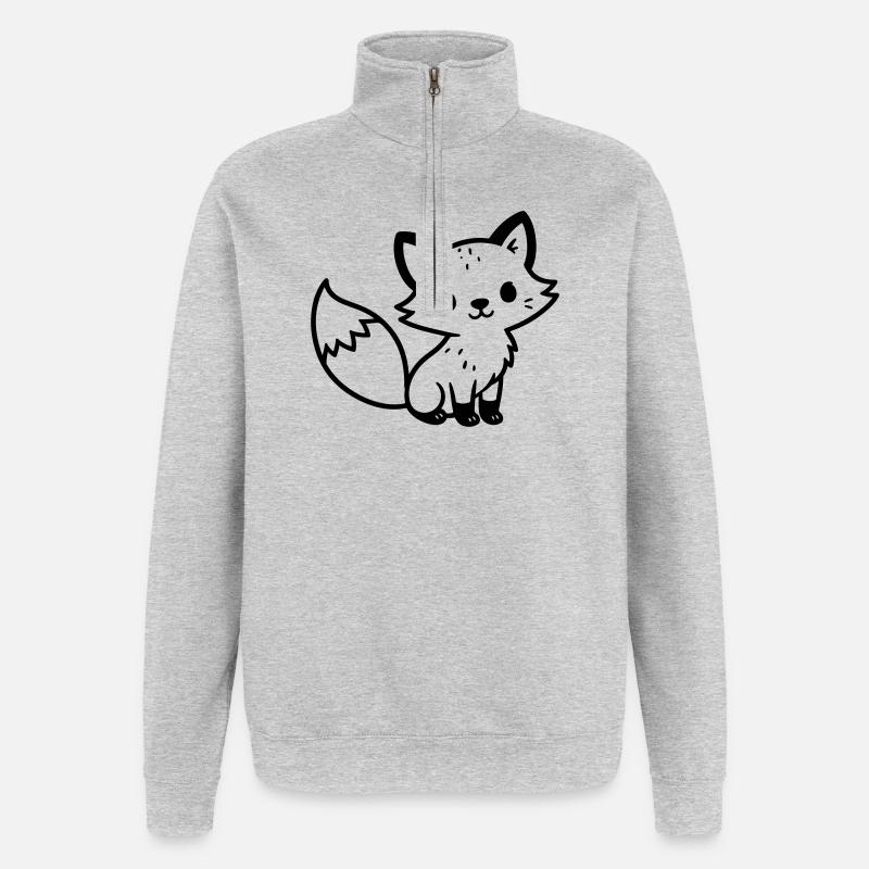 fox cute - Quarter-Zip Sweatshirt - heather grey