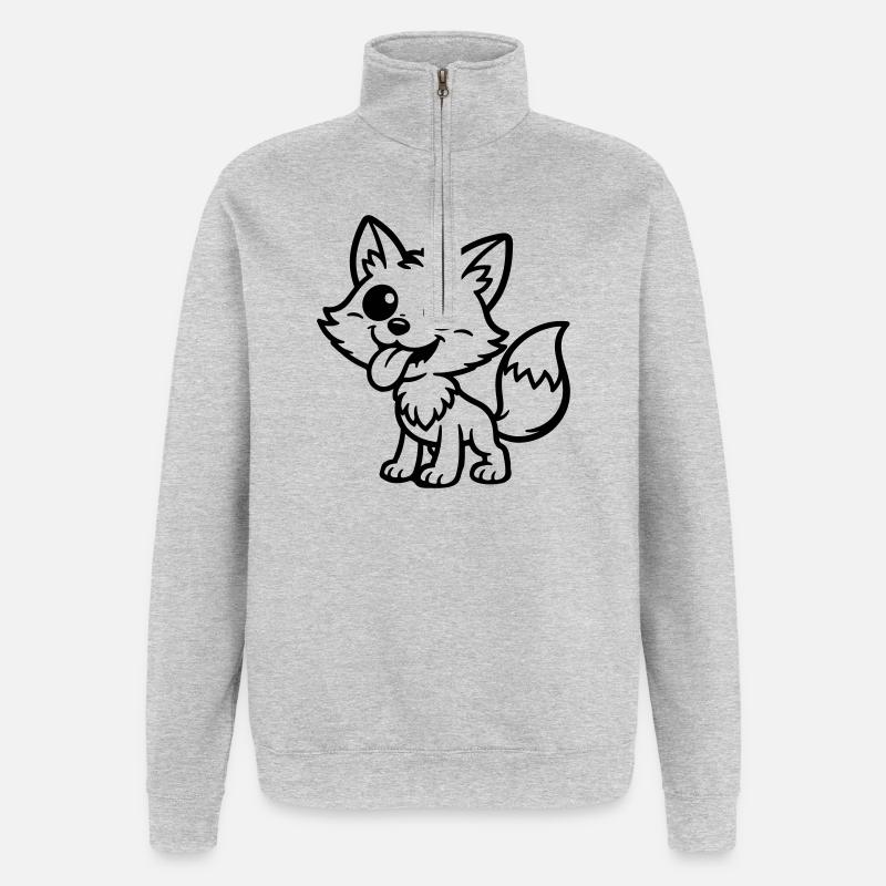 Fox Comic Funny - Quarter-Zip Sweatshirt - heather grey
