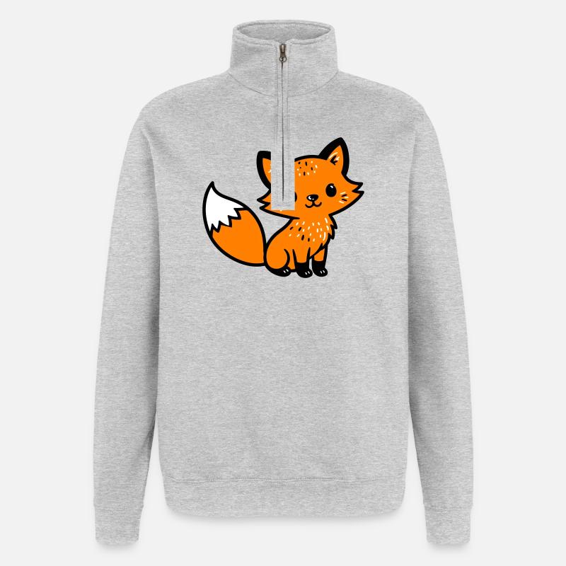 Fox Cute Comic - Quarter-Zip Sweatshirt - heather grey