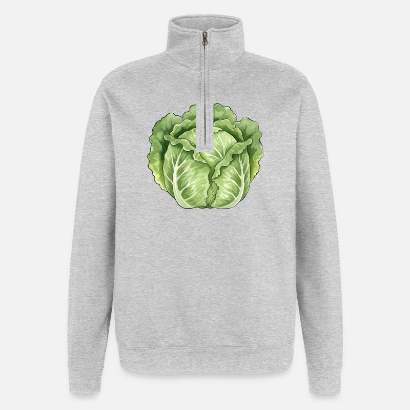 Kopfsalat Blattkunst - Quarter-Zip-Sweatshirt - Grau meliert