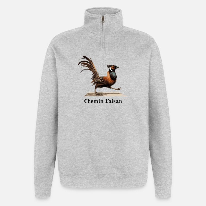 CHEMIN FAISAN !   - Sweat à zip 1/4 - gris chiné