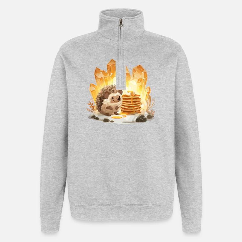 Hérisson & Cristaux Pancake - Sweat à zip 1/4 - gris chiné