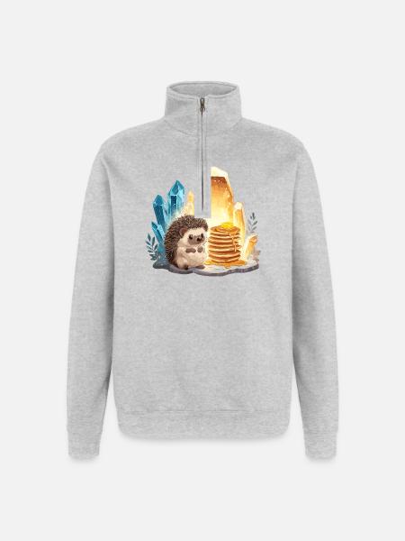 Hedgehog with pancakes in crystal cave - Quarter-Zip Sweatshirt - heather grey