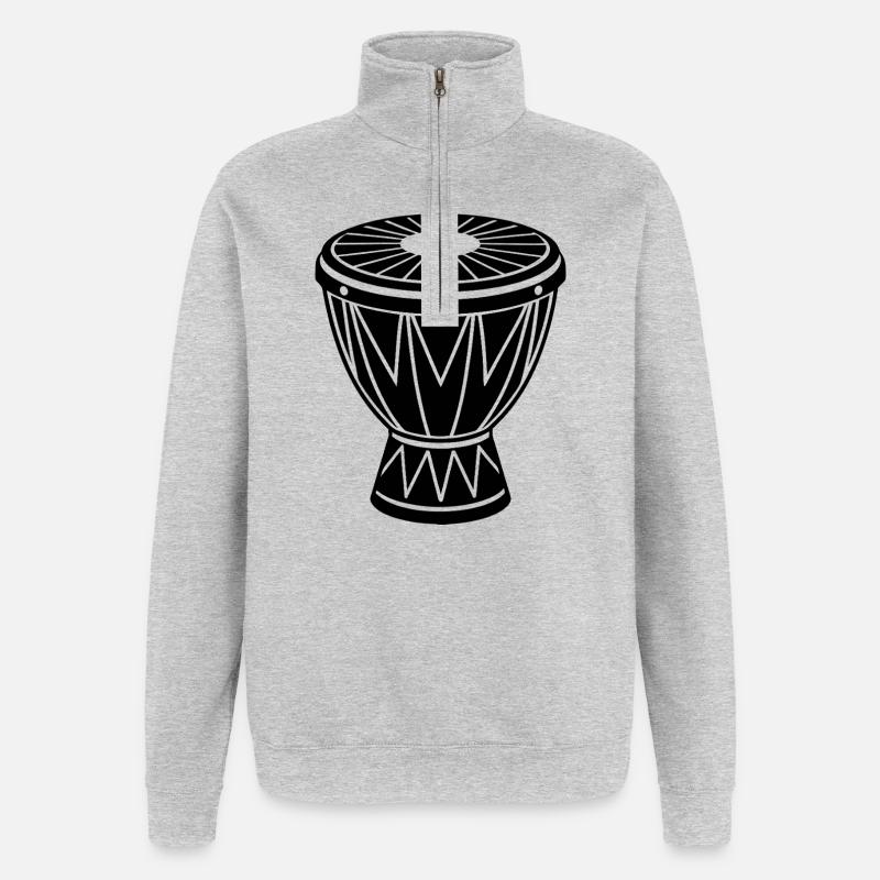 Conga africain - Sweat à zip 1/4 - gris chiné