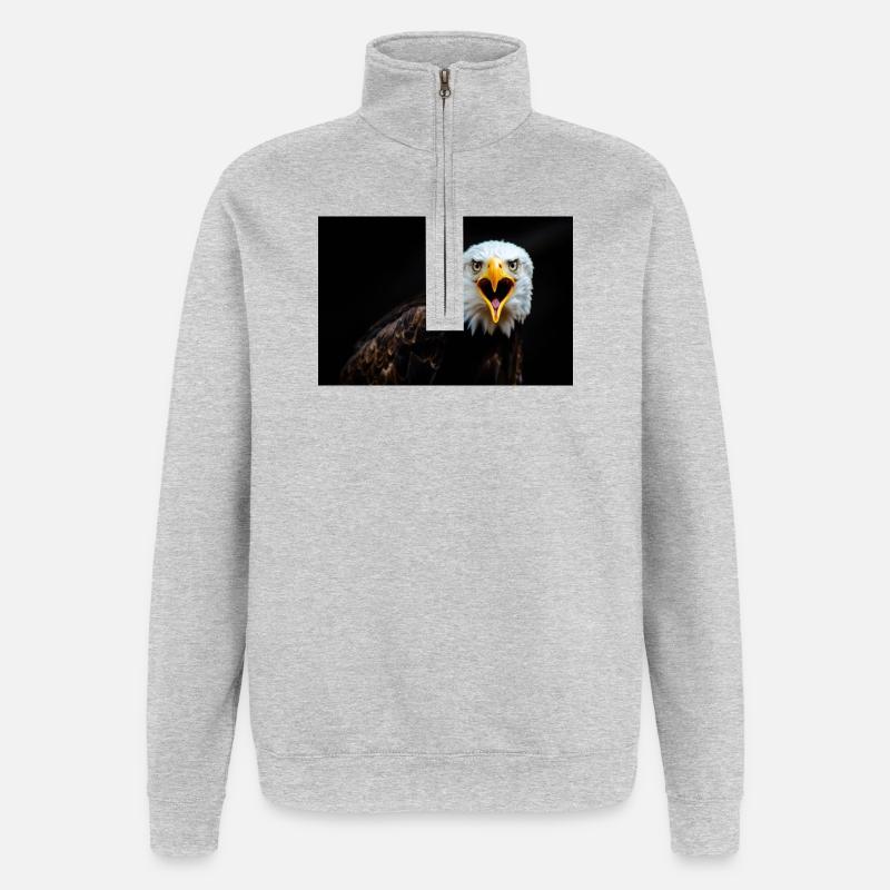 Wütender Adler Blick - Quarter-Zip-Sweatshirt - Grau meliert