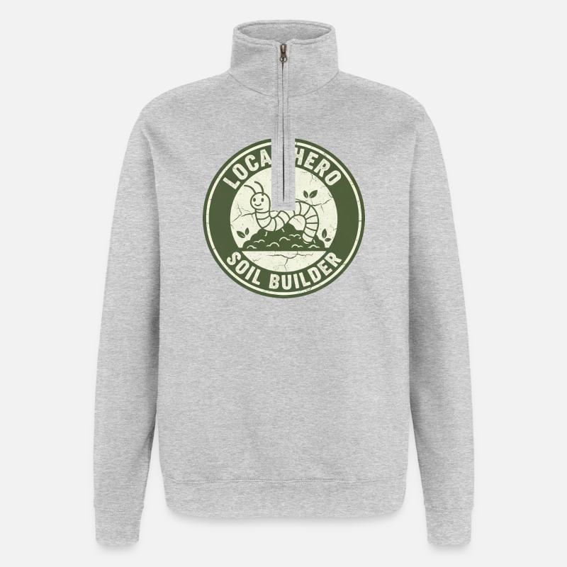 Regenwurm Bodenverbesserer Kompostierer Garten - Quarter-Zip-Sweatshirt - Grau meliert