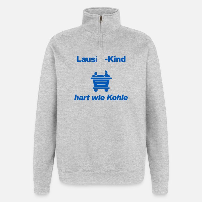 LAUSITZ-KIND: HARD AS COAL! - Quarter-Zip Sweatshirt - heather grey
