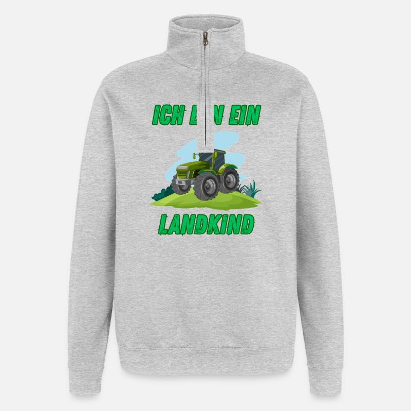 Traktor - Ich bin ein Landkind - Quarter-Zip-Sweatshirt - Grau meliert