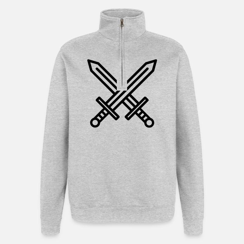 épées - Sweat à zip 1/4 - gris chiné