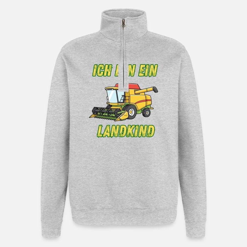 Traktor - Ich bin ein Landkind - Quarter-Zip-Sweatshirt - Grau meliert