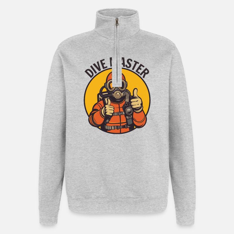 Maître plongeur - Sweat à zip 1/4 - gris chiné