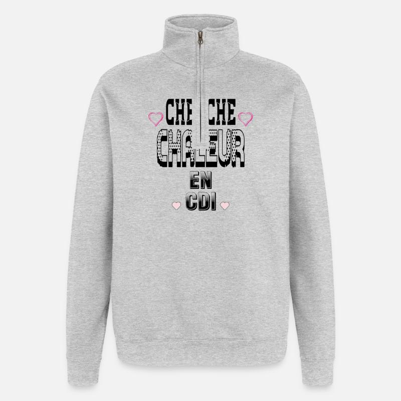 Cherche Chaleur en CDI - Sweat à zip 1/4 - gris chiné