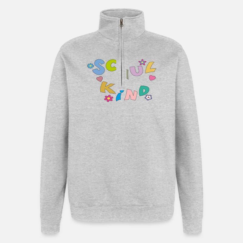 Bunte Schulkind Buchstaben - Quarter-Zip-Sweatshirt - Grau meliert