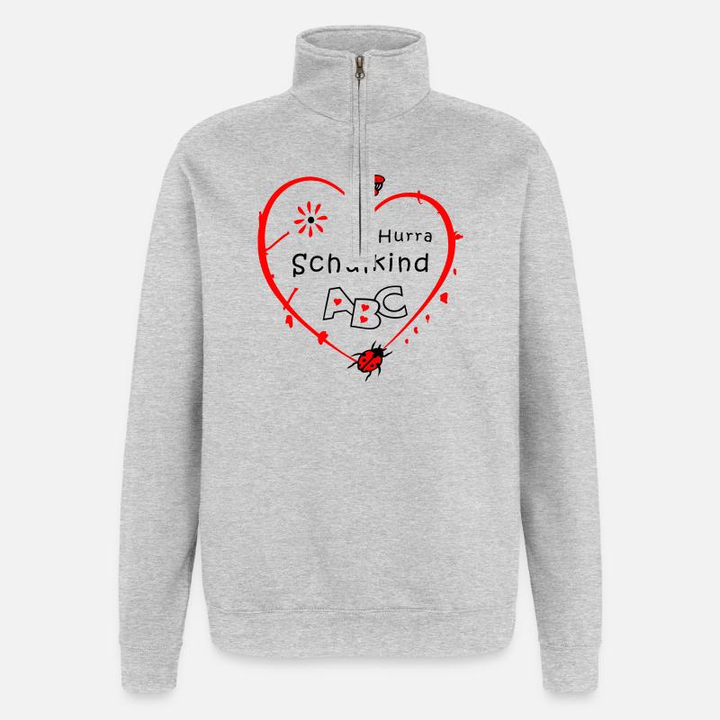 Schulkind mit Marienkäfer - Quarter-Zip-Sweatshirt - Grau meliert