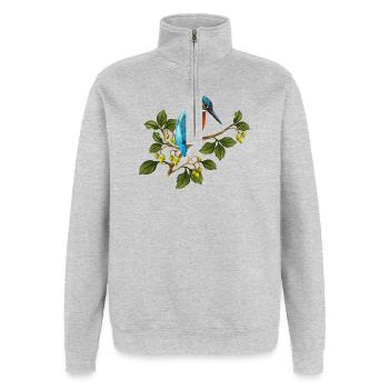 Bunter Vogel - Quarter-Zip-Sweatshirt - Grau meliert - Vorne - AI Model Female 172 light (172cm) & AI Model Male 178 dark (178cm)