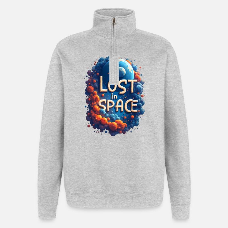 Perdu dans l’espace - Sweat à zip 1/4 - gris chiné
