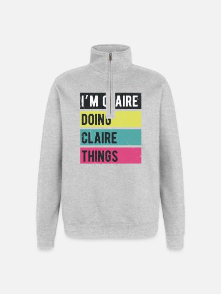 I’m Claire Doing Claire Things Retro Colors - Quarter-Zip Sweatshirt - heather grey