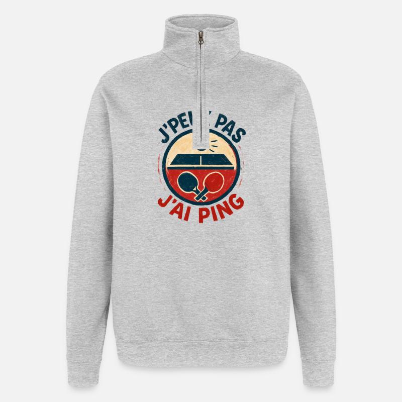I can't I Ping - Quarter-Zip Sweatshirt - heather grey