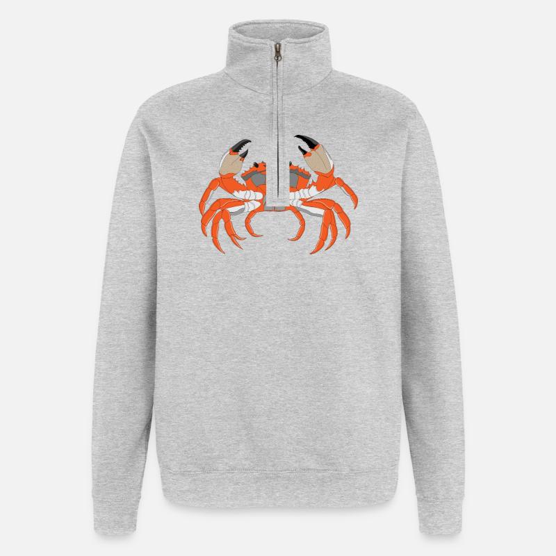 Empreinte de crabe - Sweat à zip 1/4 - gris chiné