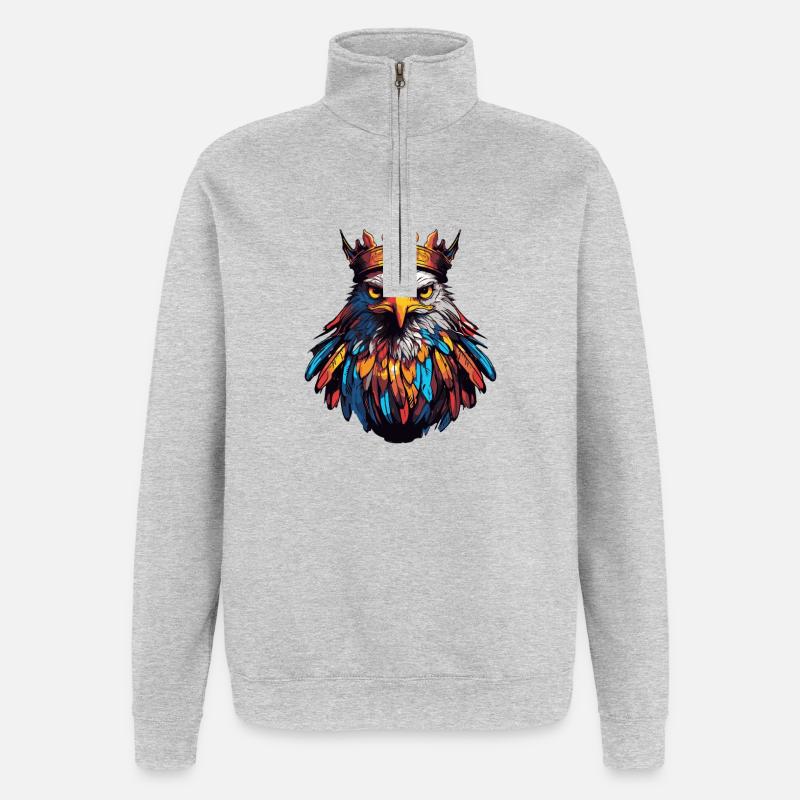 Eagle Comic Crown - Quarter-Zip Sweatshirt - heather grey