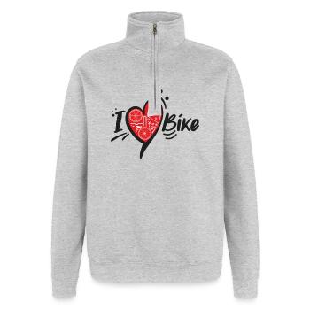 Heart Bike & Pedals - Quarter-Zip Sweatshirt - heather grey - Front - AI Model Female 172 light (172cm) & AI Model Male 178 dark (178cm)