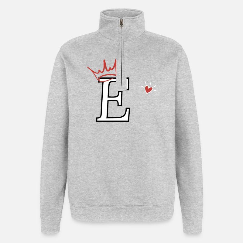 Letter e crown heart - Quarter-Zip Sweatshirt - heather grey