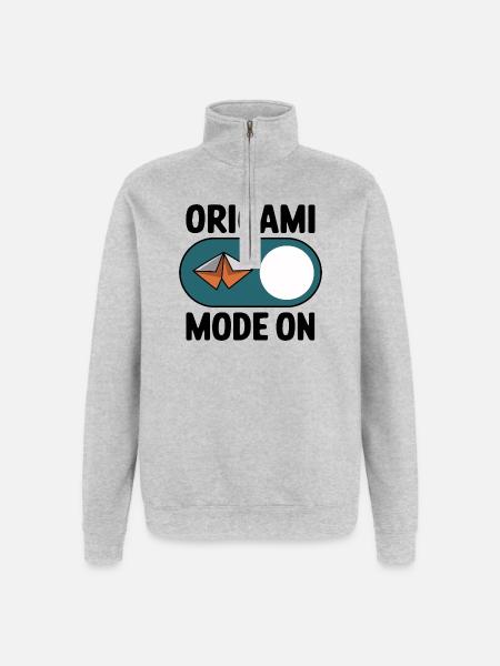 Origami-mode på papir foldehobby som udtryk for - Sweatshirt med 1/4 lynlås - grå meleret