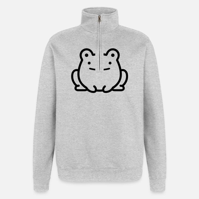 grenouille - Sweat à zip 1/4 - gris chiné