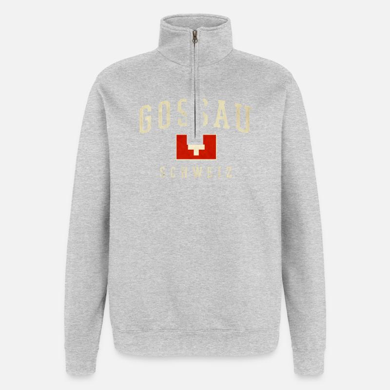 Gossau Schweiz Emblem mit Schweizer Flagge - Quarter-Zip-Sweatshirt - Grau meliert