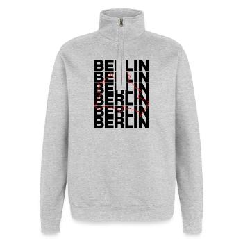 BERLIN UMRISS, DIT IS BERLIN - Quarter-Zip-Sweatshirt - Grau meliert - Vorne - AI Model Female 172 light (172cm) & AI Model Male 178 dark (178cm)