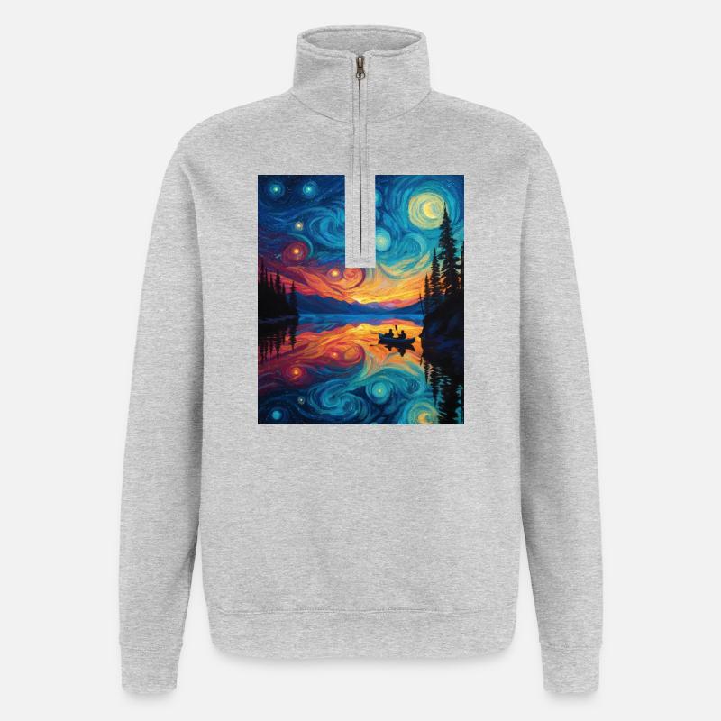 Kayak Van Gogh Starry Night - Quarter-Zip Sweatshirt - heather grey