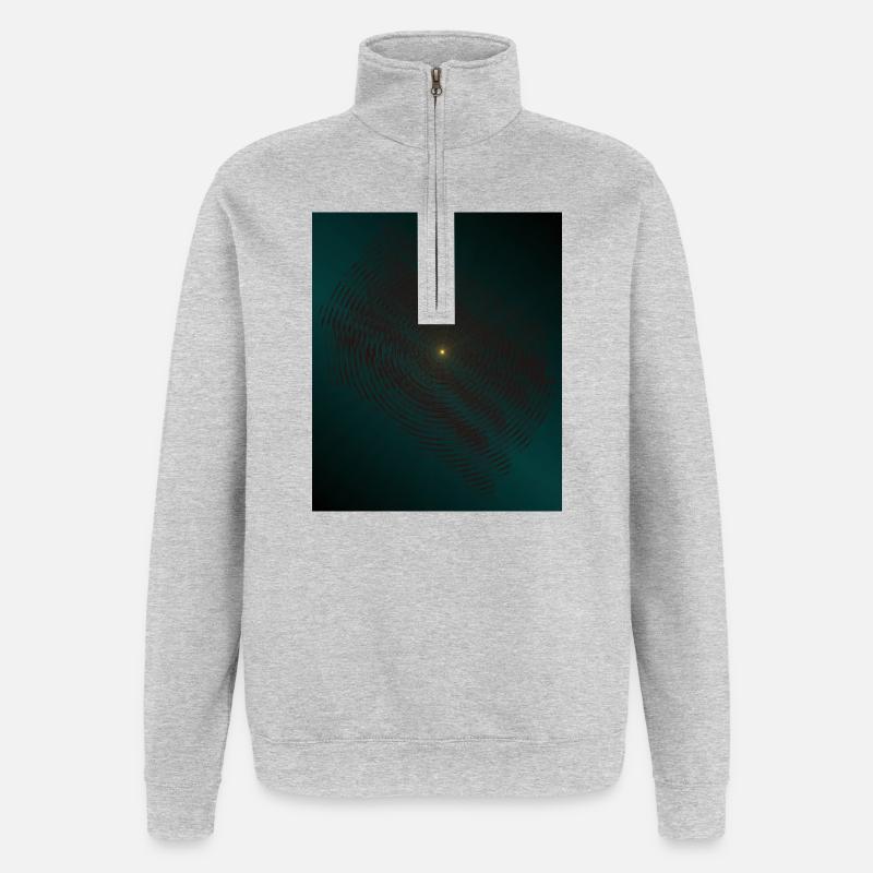 Teal Ringenspiral im Zentrum - Quarter-Zip-Sweatshirt - Grau meliert