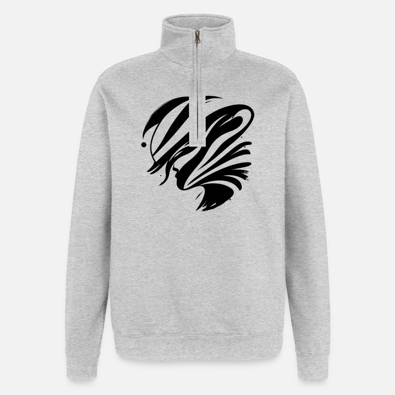 Abstract Face - Elegant - Quarter-Zip Sweatshirt - heather grey