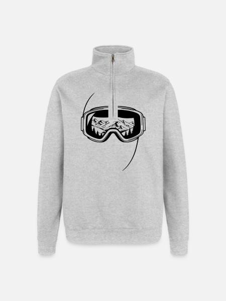 Summit View Ski Goggles Graphic - Quarter-Zip Sweatshirt - heather grey