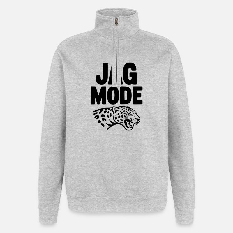 Jag Mode - Sweat à zip 1/4 - gris chiné