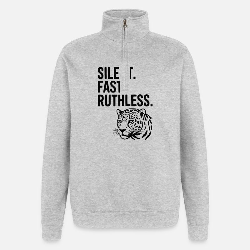 Silent. Fast. Ruthless. - Quarter-Zip Sweatshirt - heather grey