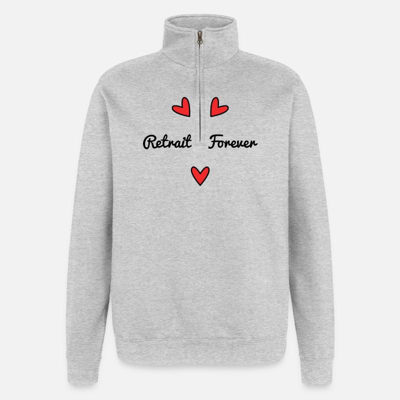 RETRAITEE. RETRAITE. BONNE RETRAITE. ANNIVERSAIRE. - Sweat à zip 1/4 - gris chiné
