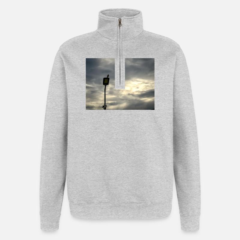 Bird on a lamppost under clouds - Quarter-Zip Sweatshirt - heather grey